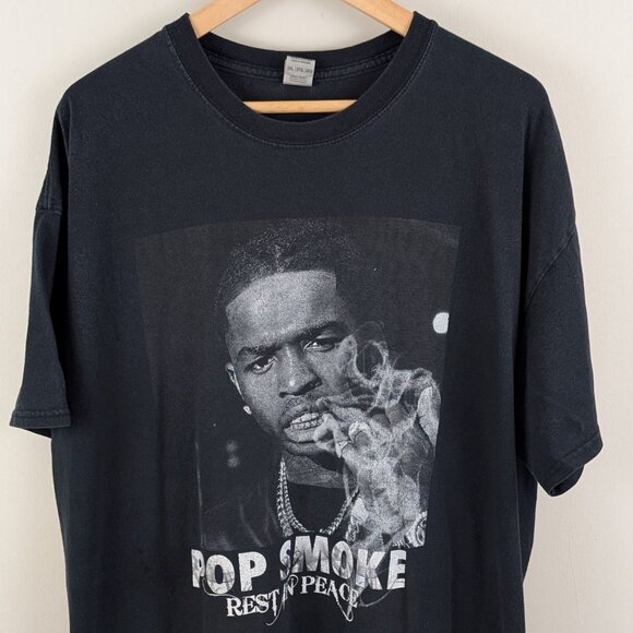 Pop Smoke Rap Tee Size 2XL Rest In Peace Black Fade 100% Cotton RARE - Picture 2 of 9